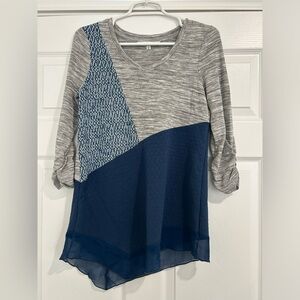 Cleo Gray and Navy Tunic Top